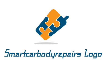 puzzle pieces in mobile shape logo
