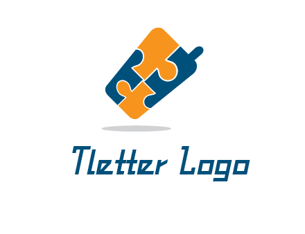 puzzle pieces in mobile shape logo