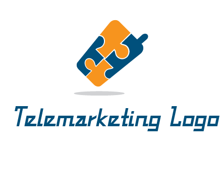 puzzle pieces in mobile shape logo