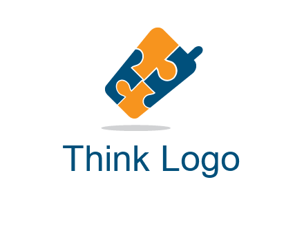 puzzle pieces in mobile shape logo