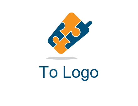 puzzle pieces in mobile shape logo