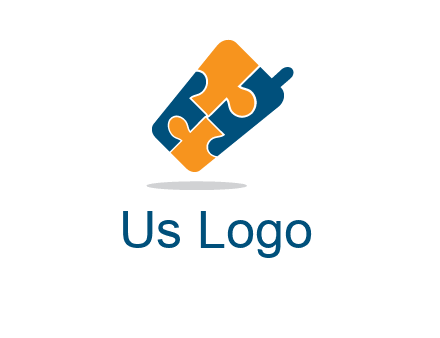 puzzle pieces in mobile shape logo