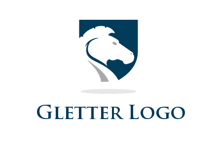 horse face in shield logo