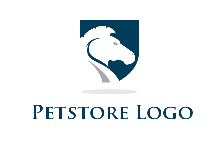 horse face in shield logo