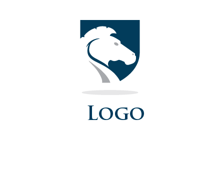 horse face in shield logo