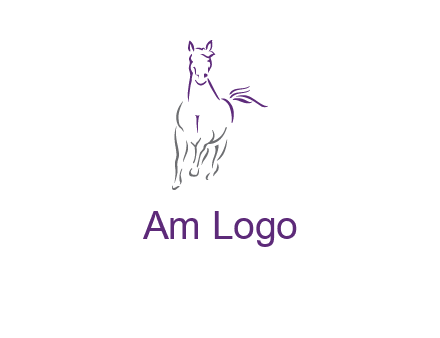 line art running horse logo