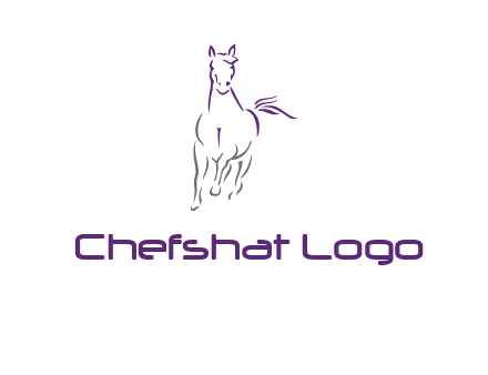 line art running horse logo