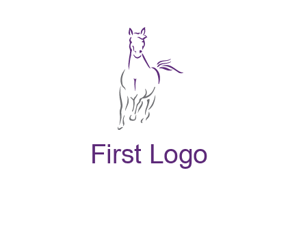 line art running horse logo