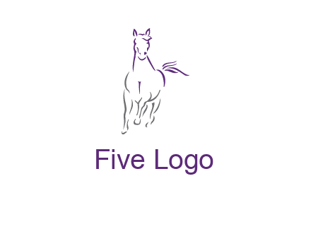 line art running horse logo