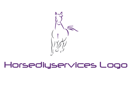 line art running horse logo