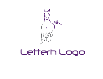 line art running horse logo