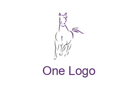 line art running horse logo