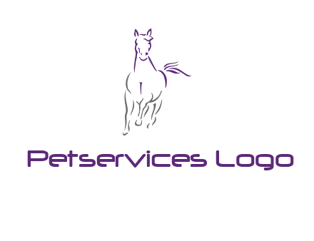 line art running horse logo