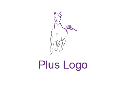 line art running horse logo