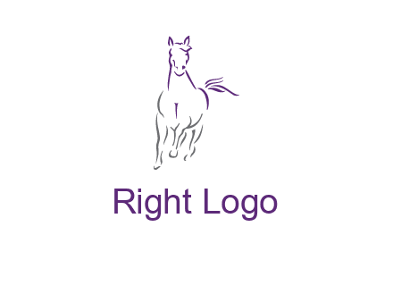 line art running horse logo