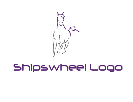 line art running horse logo