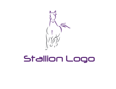 line art running horse logo