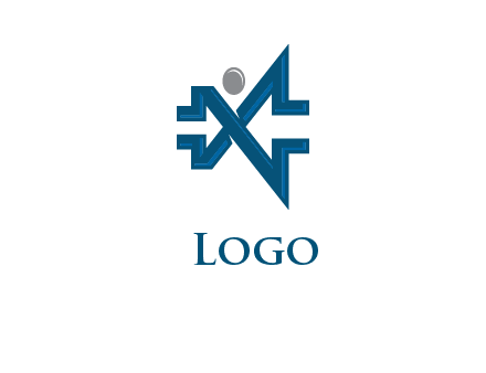 abstract letter X person logo