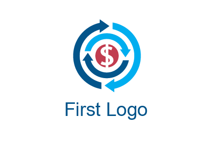 rotating arrow and dollar logo