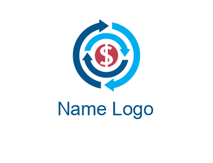 rotating arrow and dollar logo