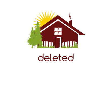 house with fence and trees icon