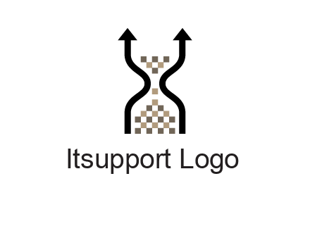 arrows and sand timer logo
