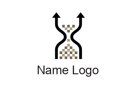 arrows and sand timer logo