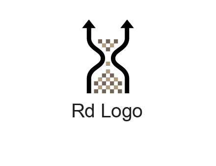 arrows and sand timer logo