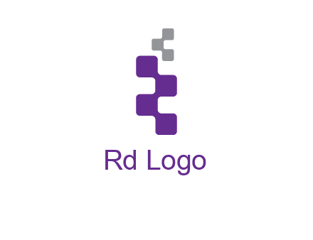 pixel in letter R shape logo