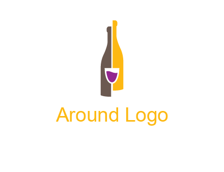 wine bottle with glass logo