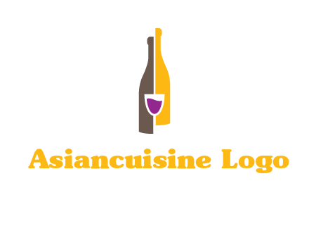 wine bottle with glass logo