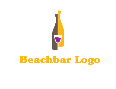 wine bottle with glass logo