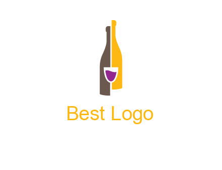 wine bottle with glass logo