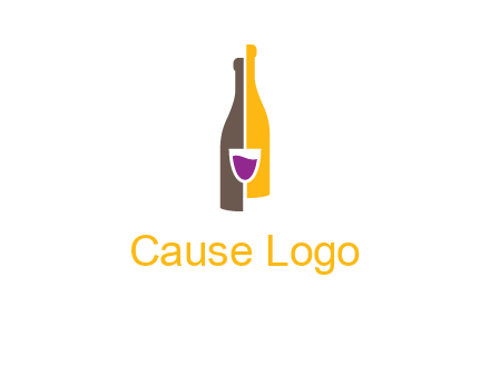 wine bottle with glass logo