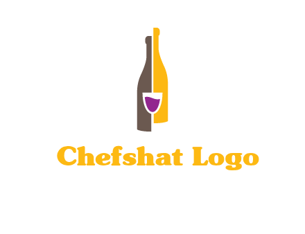 wine bottle with glass logo