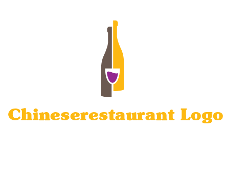 wine bottle with glass logo
