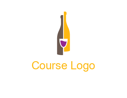 wine bottle with glass logo