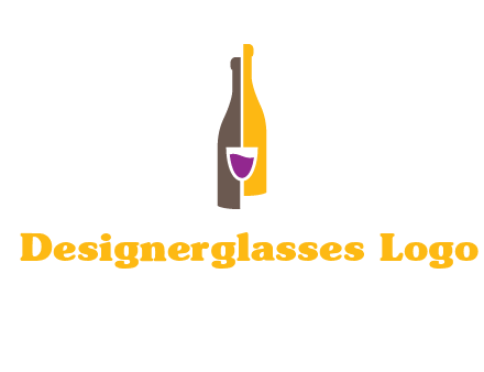 wine bottle with glass logo