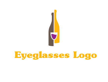 wine bottle with glass logo