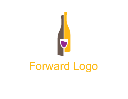 wine bottle with glass logo