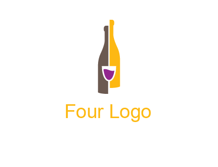 wine bottle with glass logo