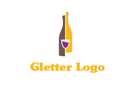 wine bottle with glass logo