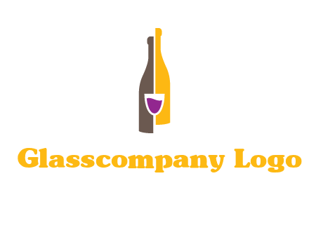 wine bottle with glass logo