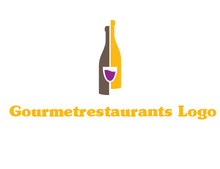 wine bottle with glass logo