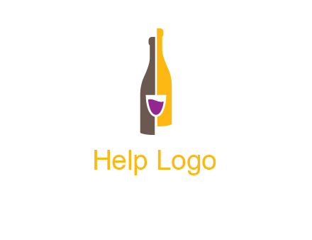 wine bottle with glass logo