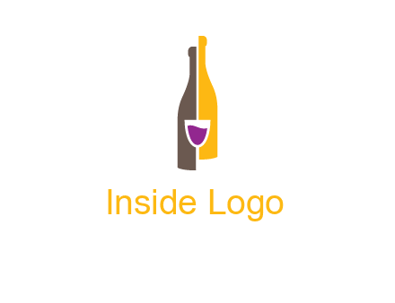 wine bottle with glass logo
