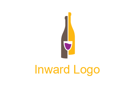 wine bottle with glass logo