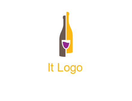 wine bottle with glass logo