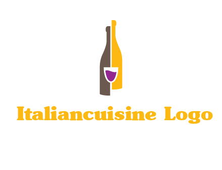 wine bottle with glass logo