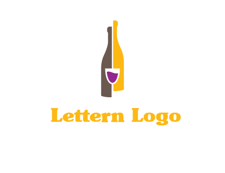 wine bottle with glass logo